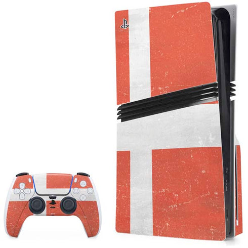 Denmark Flag Distressed PlayStation PS5 Skins